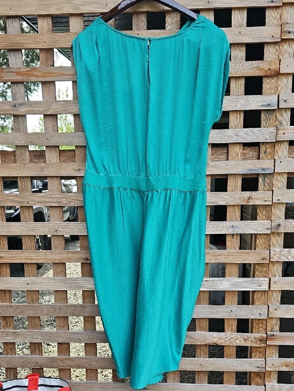 BCBGMaxAzria Teal Draped Cowl Midi Dress - Picture 8 of 9
